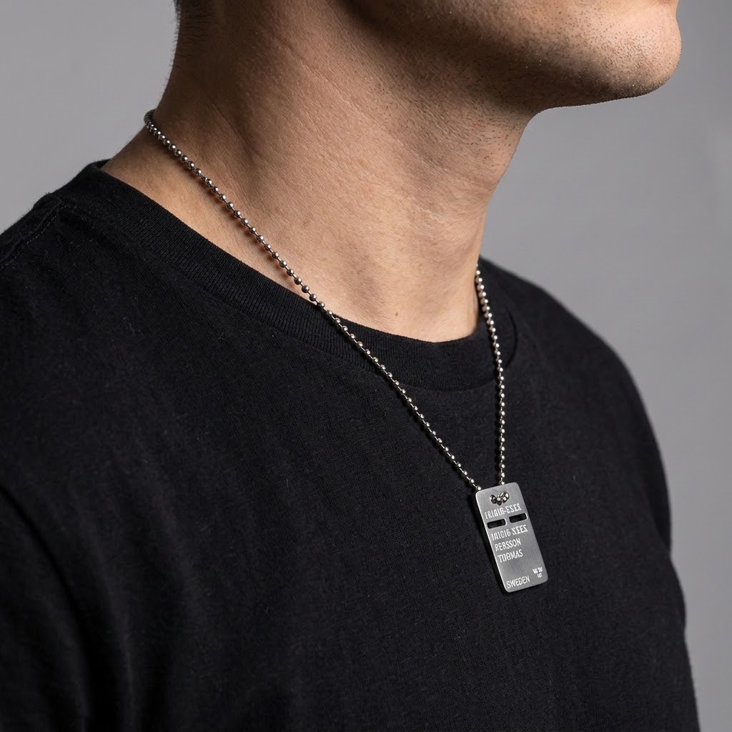  ID bricka, Halsband med gravyr - Rostfritt stål - 5