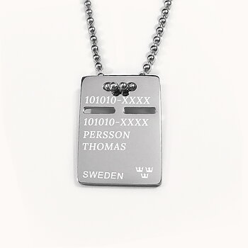  ID bricka, Halsband med gravyr - Rostfritt stål