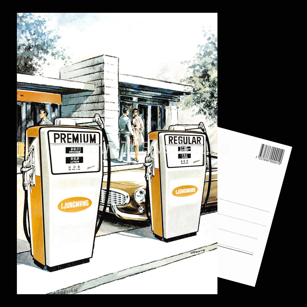 Bensinpump med P1800 Volvo - Vykort A5 - 3
