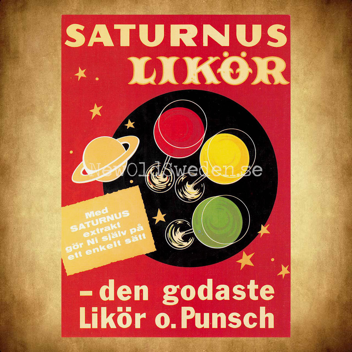 Saturnus Likör - den godaste Likör och Punsch - Vykort A5 - 2