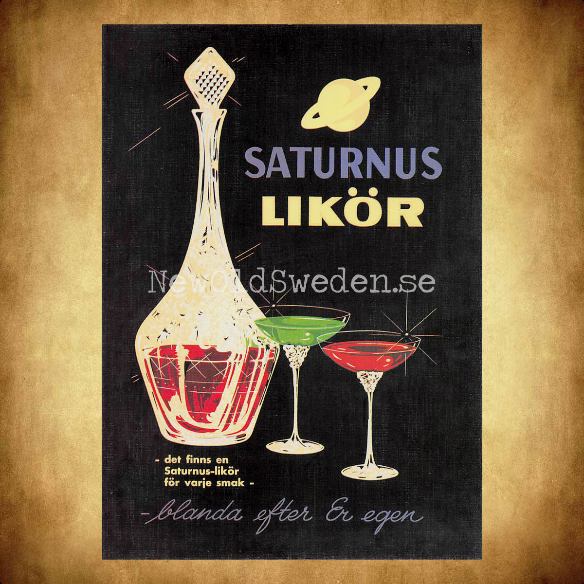 Saturnus Likör Svart - Vykort A5 - 2