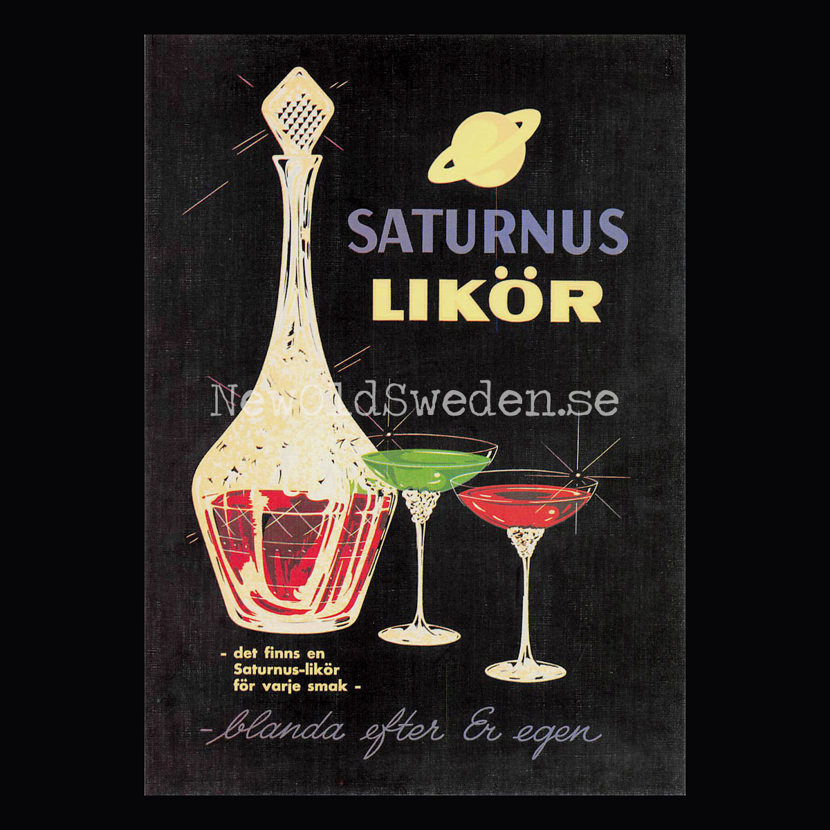 Saturnus Likör Svart - Vykort A5