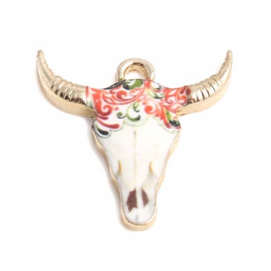 Charm enameld  bull cow Pink swrl
