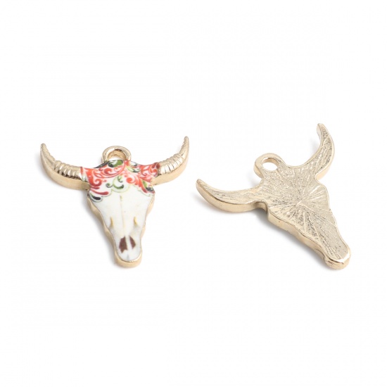 Charm enameld  bull cow Pink swrl - 2