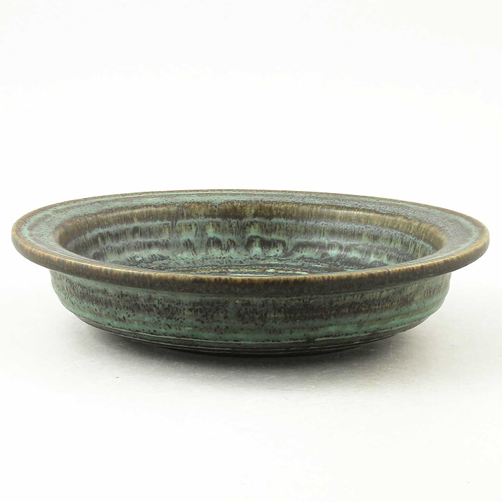 Gunnar Nylund (Igloo 1965) Green Bowl with Circular Relief 21 cm