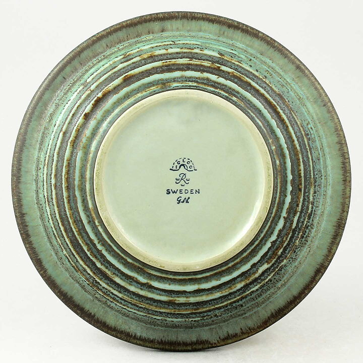 Gunnar Nylund (Igloo 1965) Green Bowl with Circular Relief 21 cm