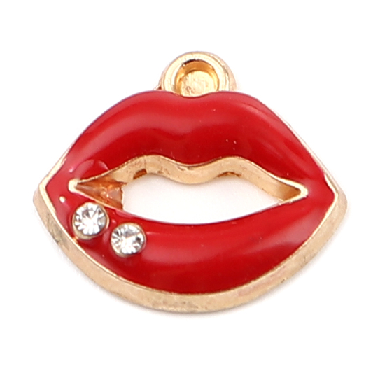 Berlock  -  Emaljerad mun m rhinestones