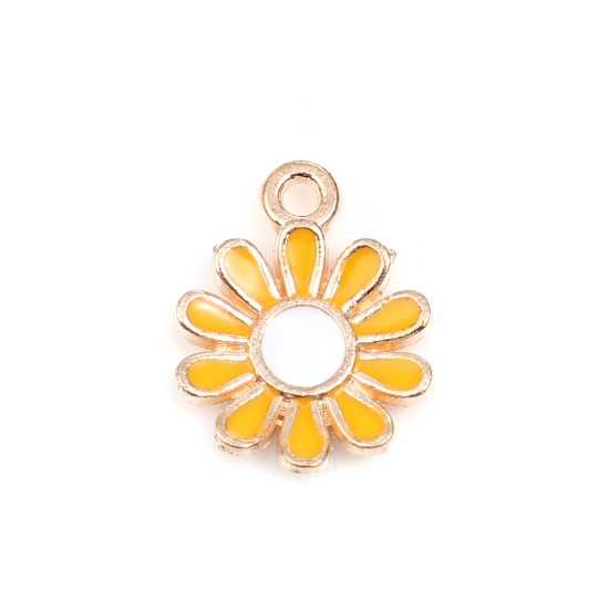 Charm   enamel daisy , Gold