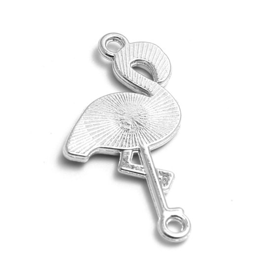 Charm/ Connector  enameld  Flamingo - 2