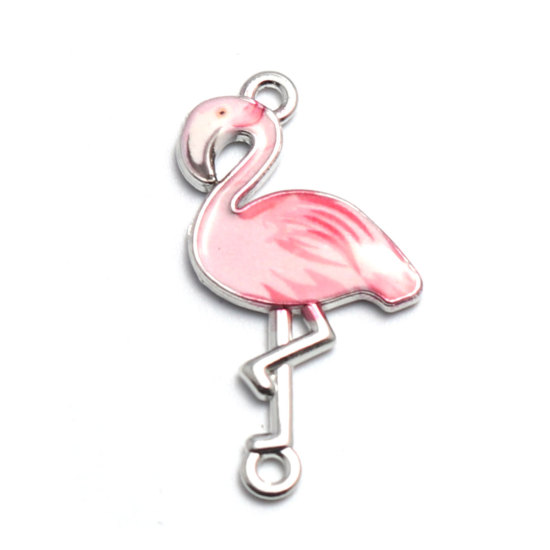 Charm/ Connector  enameld  Flamingo