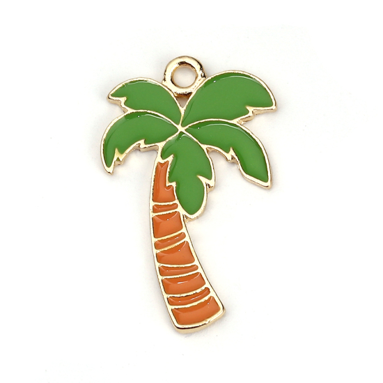 Berlock - Emaljerad, Palm, brun