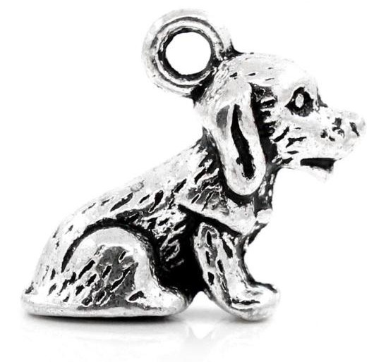 Charm -  Dog 3D  Silver
