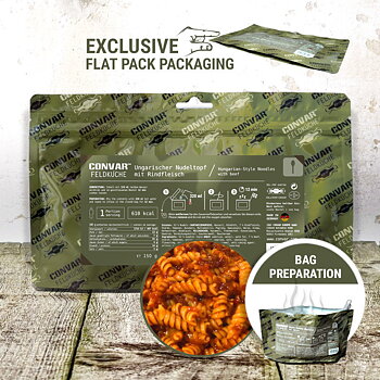 Convar Emergency Food | Ungarsk gryte med biff og nudler | Frysetørket mat | 150 g