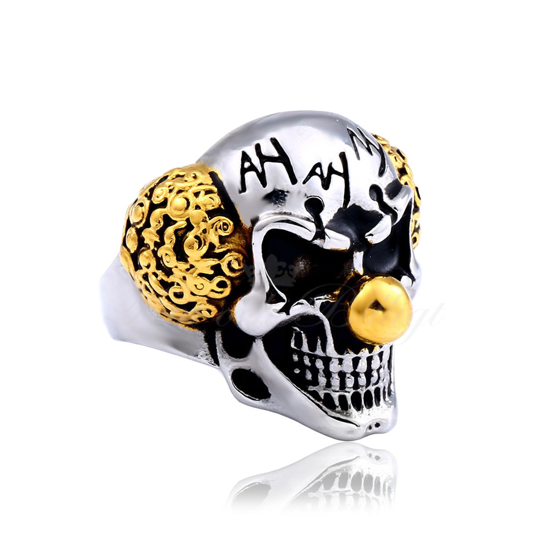Punk Ring - Kranie Ring Joker Golden Nose - Joker Clown Golden - 2