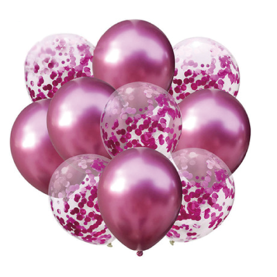 Ballongbukett Rosa Chrome & konfetti 