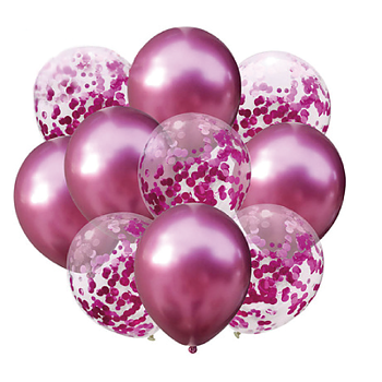 Ballongbukett Rosa Chrome & konfetti 