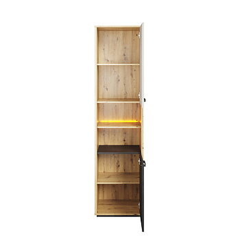 QUBIC 2-door slim cabinet with open shelves
