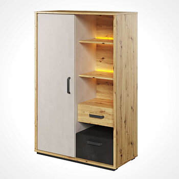 QUBIC 1-door cabinet with 2 drawers