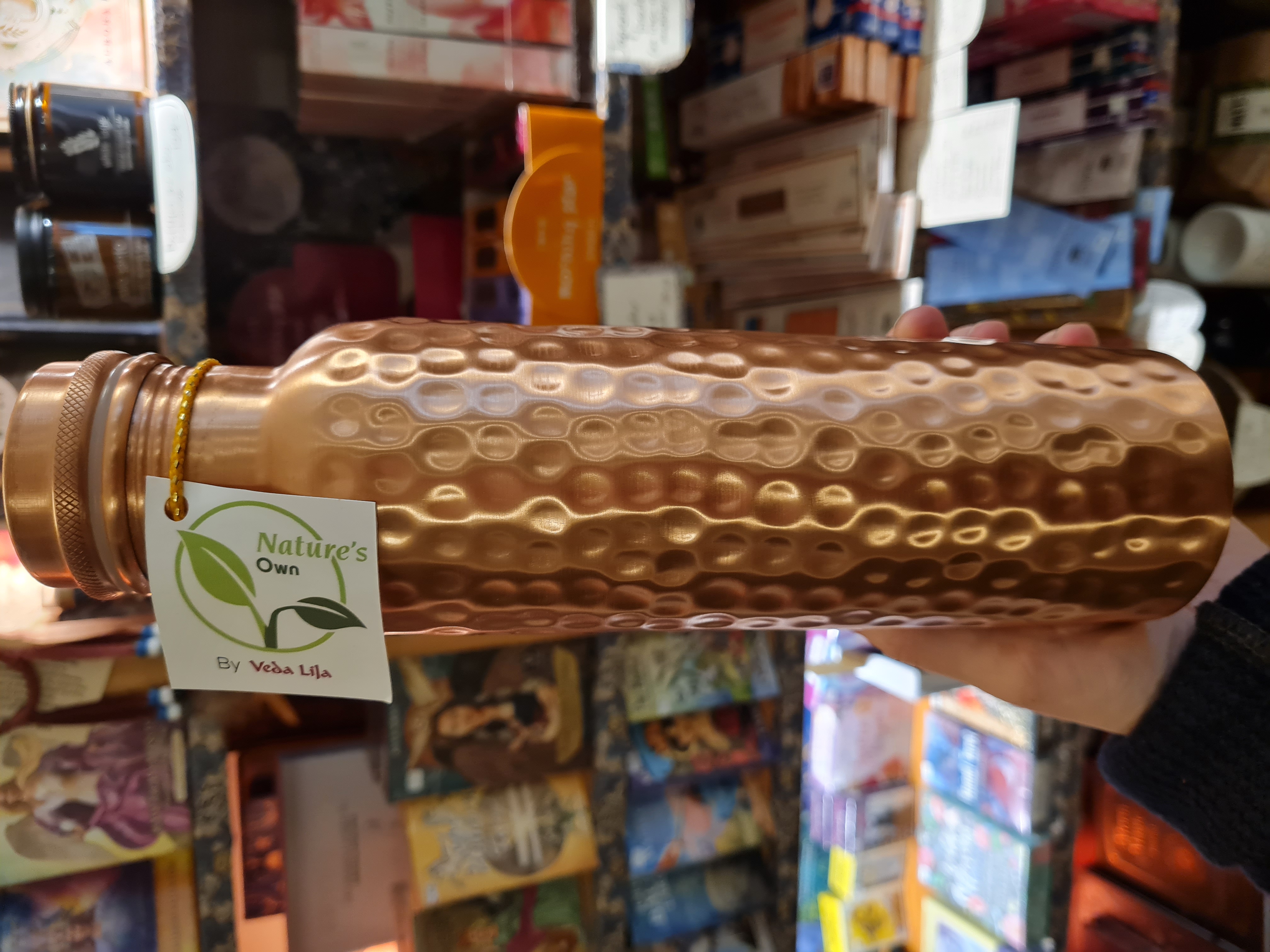 Kopparflaska, 1000ml, helhamrad ( bubblig )