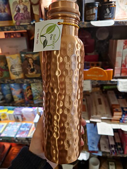 Kopparflaska, 1000ml, helhamrad ( bubblig )