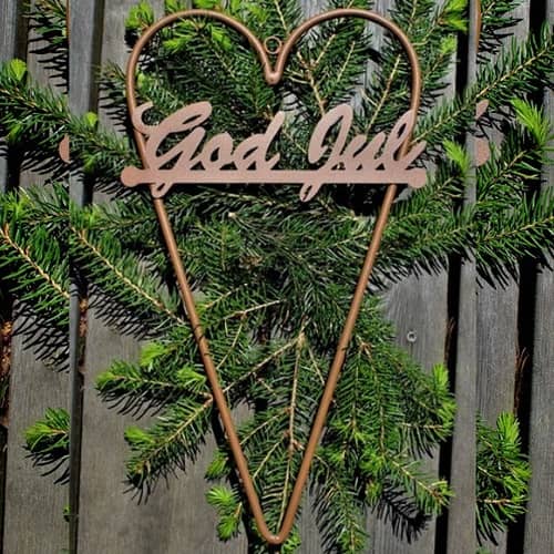 God Jul skylt, rost färgat stort hjärta - 2