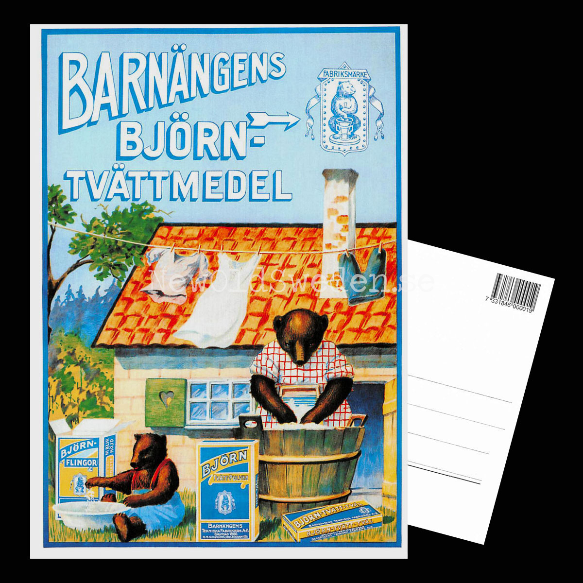 BARNÄNGENS BJÖRN-TVÄTTMEDEL STOCKHOLM - Vykort A5 - 3