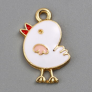 Charm  enameld  Chicken  White gold