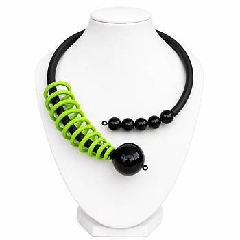 Halsband Grön gummi Svart Onyx