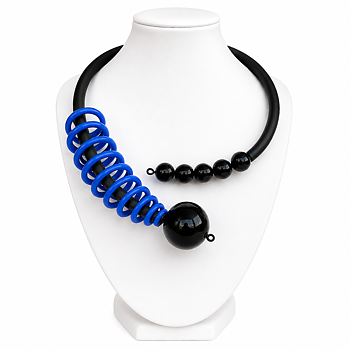 Halsband Blå Gummi Svart Onyx