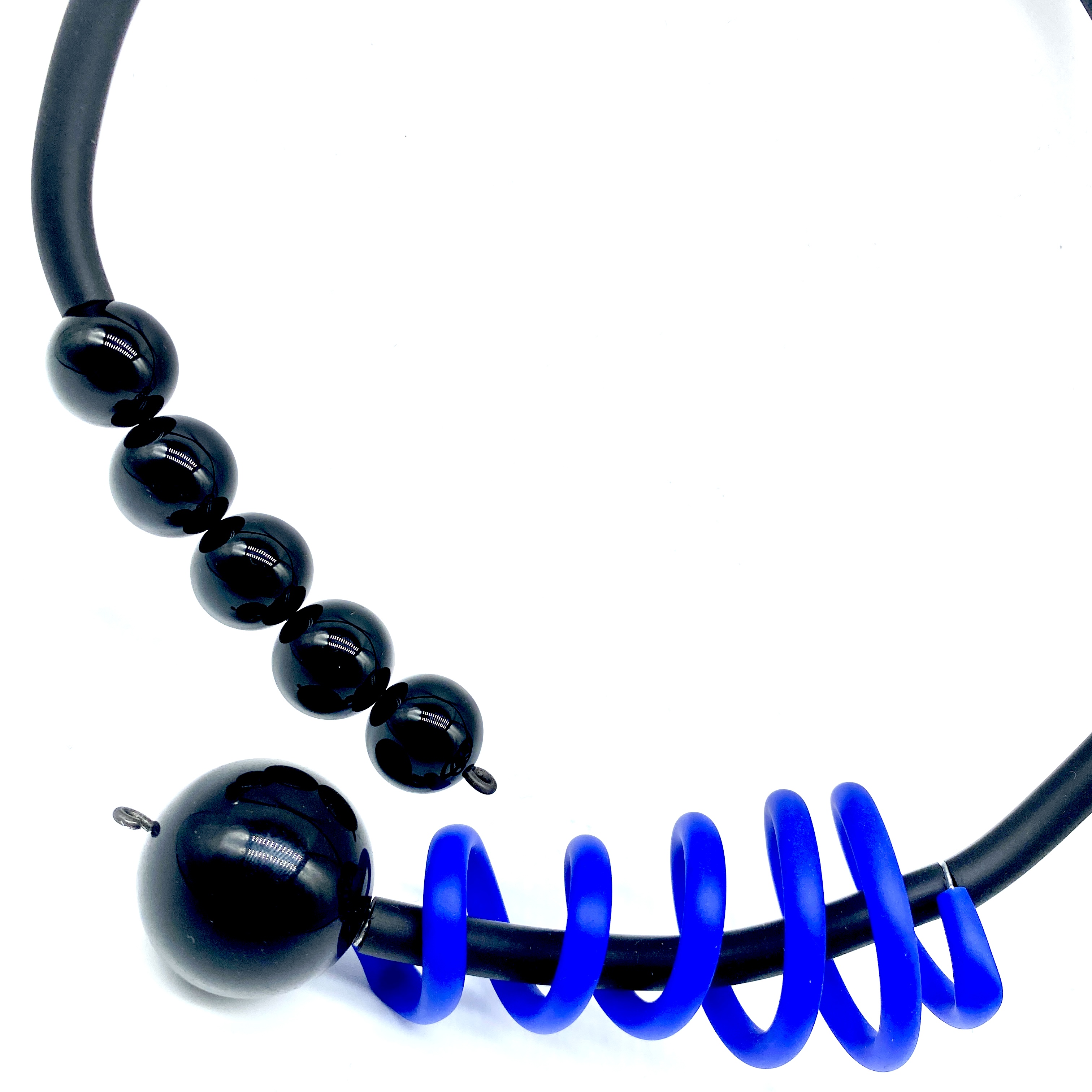  Necklace Blue rubber black Onyx - 2