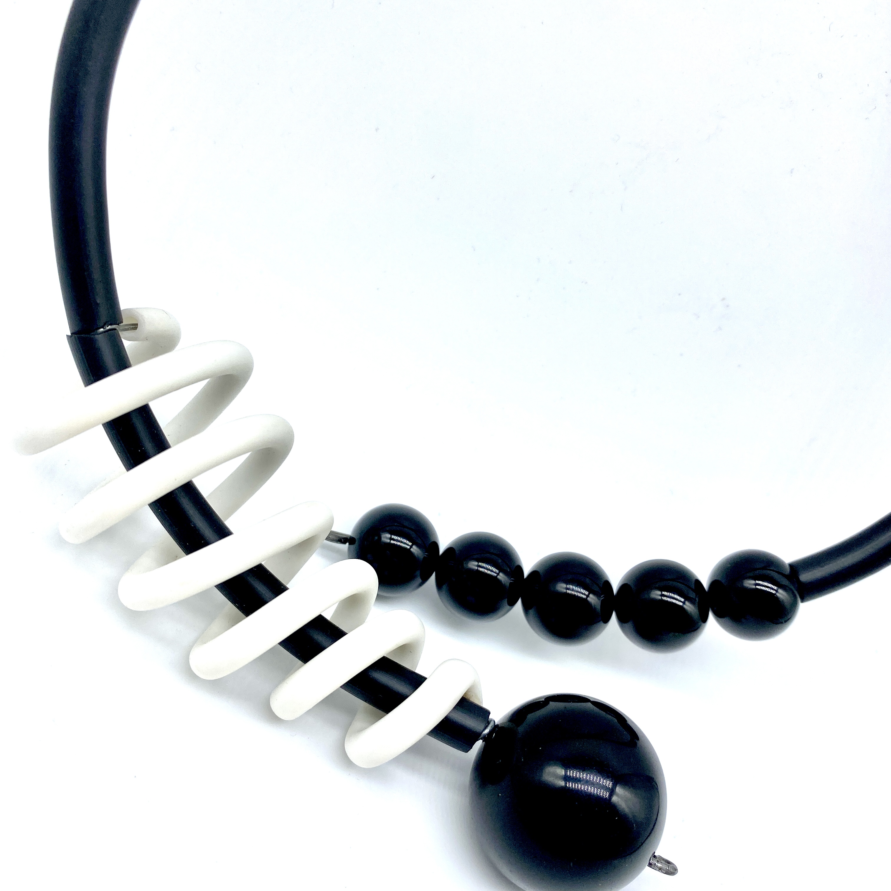  Necklace White rubber Black Onyx - 2