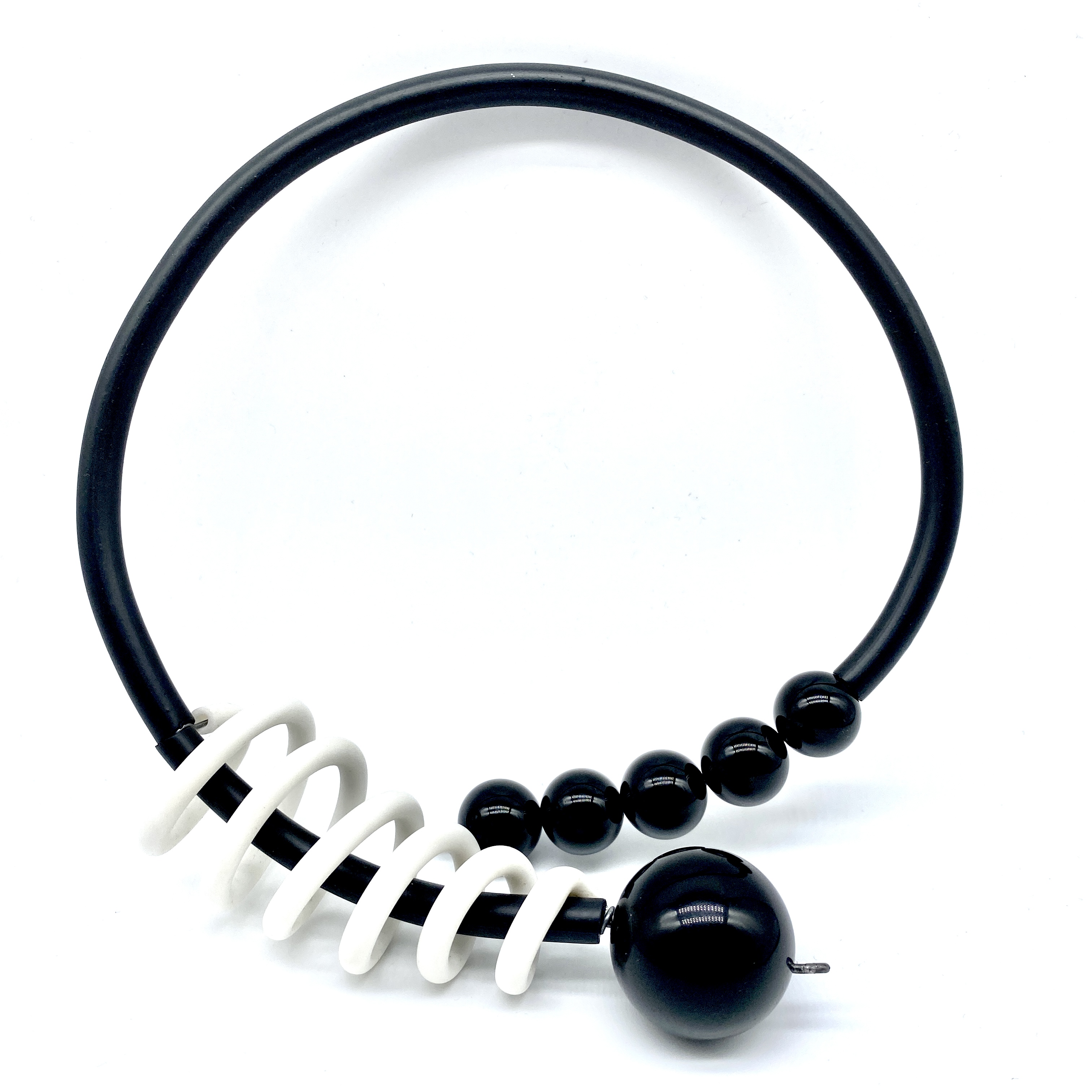  Necklace White rubber Black Onyx