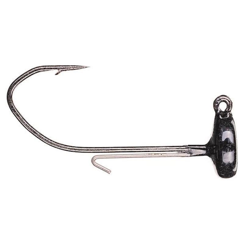 Down rig jig head with wire that keeps the bait on the hook. Incredibly strong and razor sharp Eagle Claw hooks