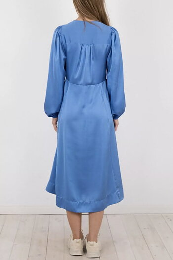 Neo Noir - Hannah Solid Sateen Dress Blue
