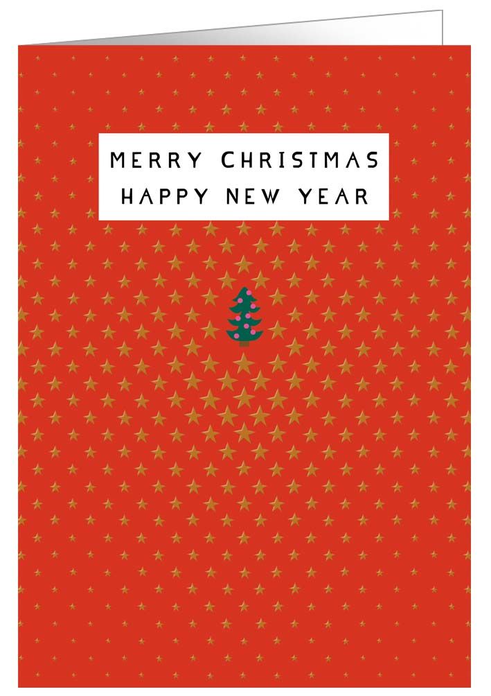 Stars Around Tree, Pretty in Print, Greeting Card