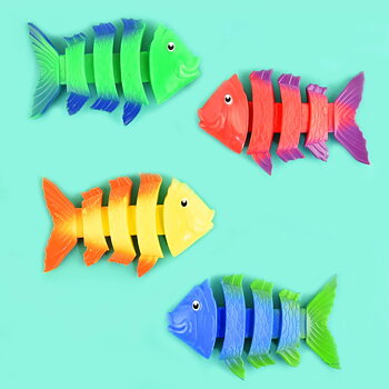 Cool and fun fishes to be used as a diving toy! Good swimming practice for children.