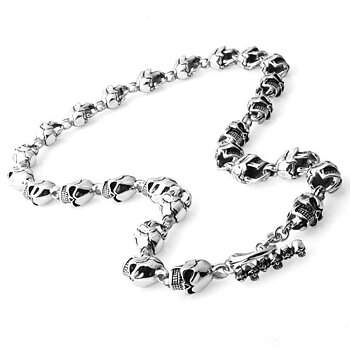 Hodeskalle halskjede for menn Biker Link Chain Kule smykker (L: 59cm 25x16x13 mm)