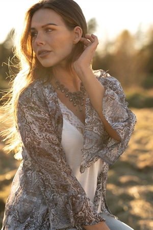 Ember Kaftan - Coffee/Aqua/Creme - 3