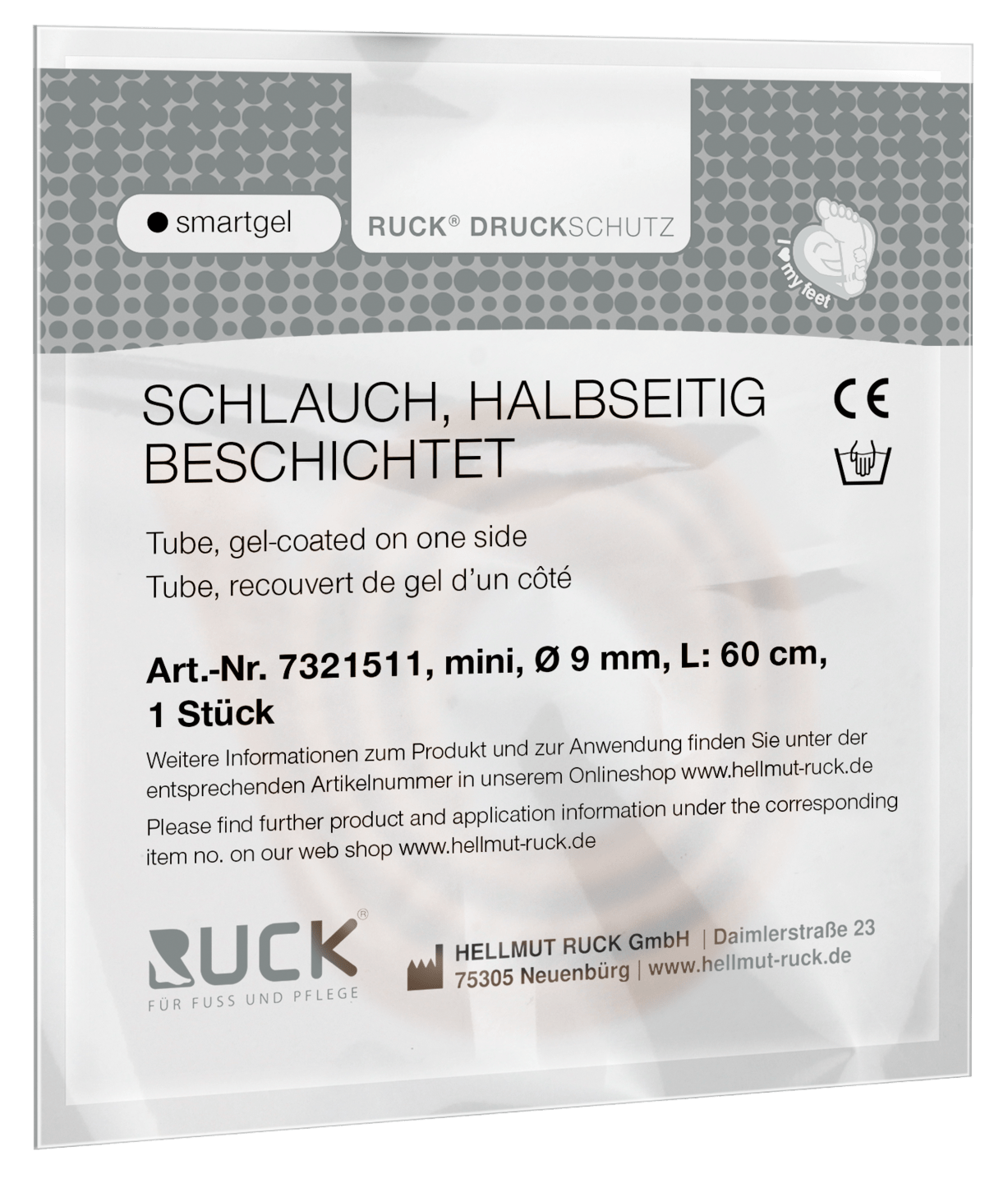 RUCK® AVLASTNING Smartgel, Elastisk halvsidig digistrip, Ø 9 mm längd 60 cm, 1 st - 3
