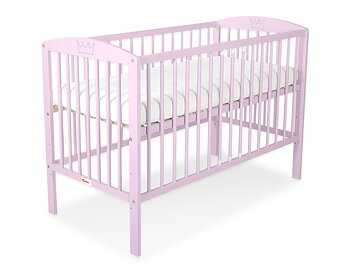 Spjälsäng i riktig trä, Krona - Rosa