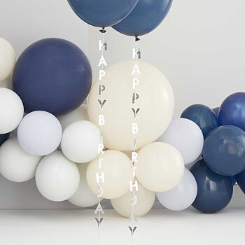 Ballongsvansar Happy Birthday Silver