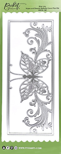 PICKET FENCE STUDIOS -Slim Line Hopes and Dreams Butterfly 4x10 Inch Cover Plate Dies 