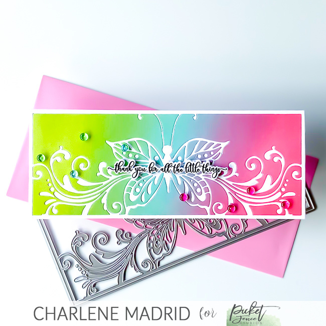 PICKET FENCE STUDIOS -Slim Line Hopes and Dreams Butterfly 4x10 Inch Cover Plate Dies  - 4