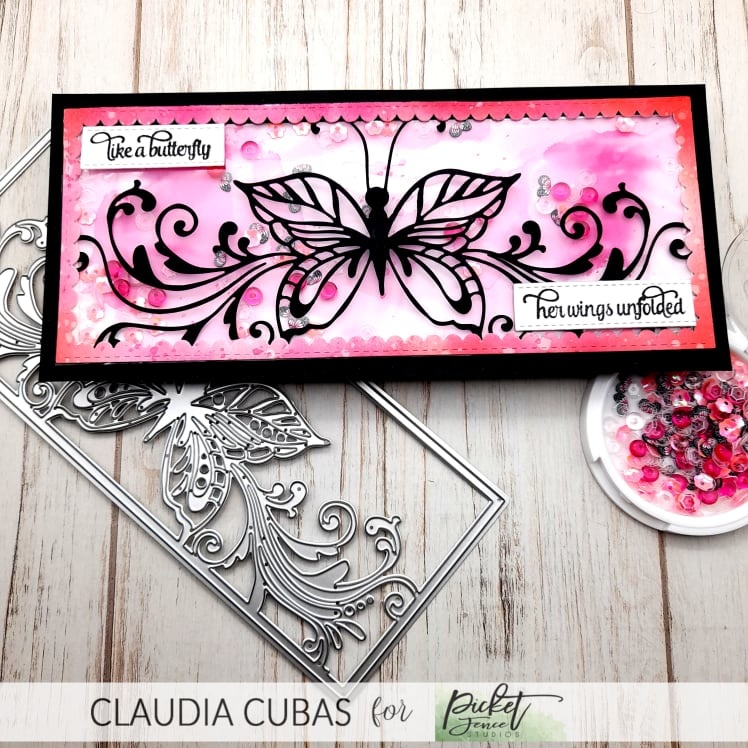 PICKET FENCE STUDIOS -Slim Line Hopes and Dreams Butterfly 4x10 Inch Cover Plate Dies  - 5