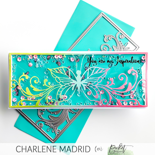 PICKET FENCE STUDIOS -Slim Line Hopes and Dreams Butterfly 4x10 Inch Cover Plate Dies  - 2