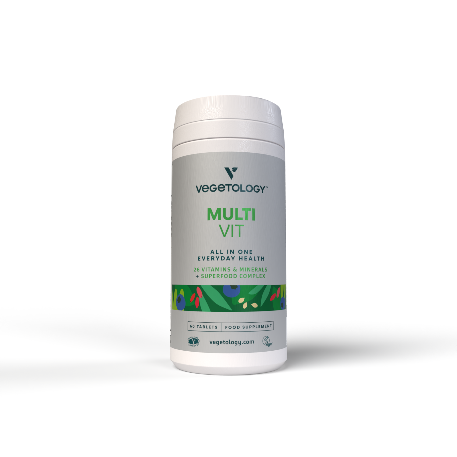 vegansk multivitamin. Växtbaserat tillskott i tablettform.