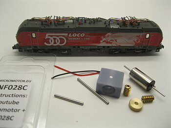 Replacement motor kit for Flm Vectron, BR 193, BLS Re 475, OBB 1293