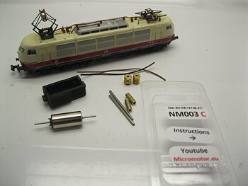 Replacement motor kit for Minitrix BR103, BR151