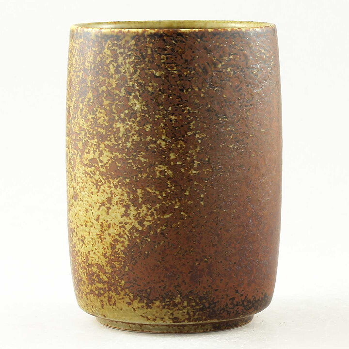 スティグ・リンドベリ 一点もの！！茶色円筒形の花瓶 Vase  1976年 (14cm)