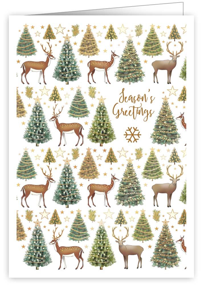 Deers and Golden Details, Xmas. Greeting Card